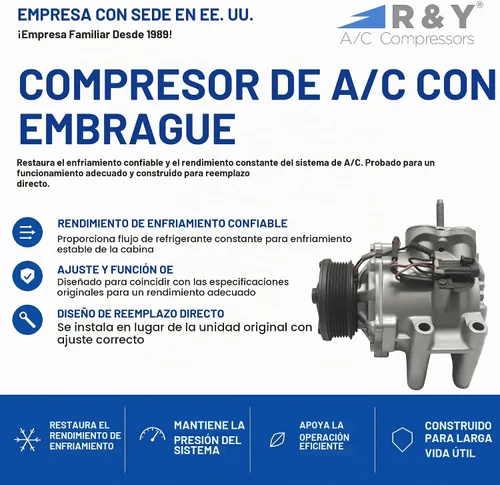 Vista 2 de RYC Compresor de aire acondicionado automotriz y embrague de A/C GG561 Compatible con Chevrolet Trailblazer 4.2L 2002-2009; compatible con GMC Envoy