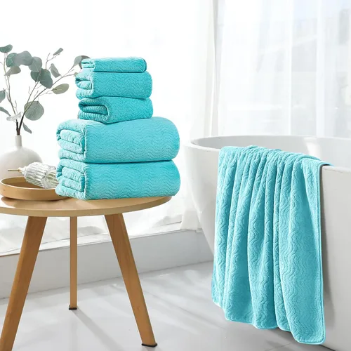 Vista 7 de Juego de toallas de baño de 8 piezas 2 toallas de baño grandes de gran tamaño, 2 toallas de mano y 4 paños Juego de toallas de baño ultrasuaves