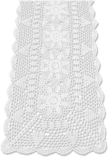 Vista 8 de KEPSWET Camino de mesa rectangular de girasol hecho a mano con encaje de ganchillo, decoración floral de boda (14 x 36 pulgadas, beige)