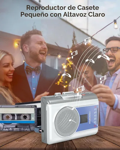 Vista 6 de Gracioso Pequeño reproductor de cinta de casete con AM FM alimentado por