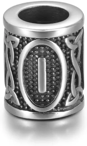 Vista 24 de 5 cuentas vikingas de acero inoxidable, cuentas espaciadoras de metal, cuentas espaciadoras de agujero grande, cuentas de tubo de plata antigua