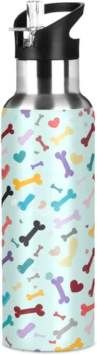 Vista 8 de Stainless Steel Vacuum Insulated Water Bottle 32 Oz, Leakproof Water Bottles for Gym Outdoor Travel School, Colorful Dog Bone Heart