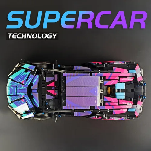 Vista 3 de Juego de construcción de coches a control remoto, kit de construcción de carreras deportivas técnicas 1:14 with Motors and Rechargeable Battery