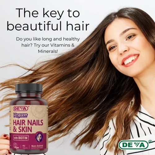 Vista 7 de DEVA Vitaminas y minerales veganos para el cabello, las uñas y la piel con biotina, suplemento, 90 tabletas
