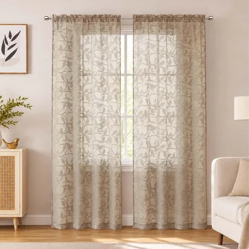 Vista 56 de OVZME Anji Clip Voile Sheer Tiers RD 2X30X36 Negro