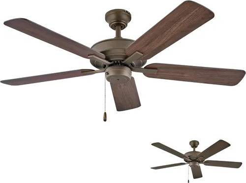 Vista 20 de Hinkley Metro - Ventilador de techo iluminado de perfil bajo de 52 pulgadas con luz LED, ventilador de techo de interior con doble montaje
