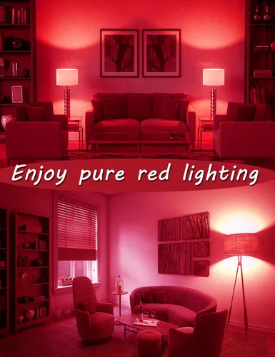 Vista 6 de Bombilla LED roja para dormir, regulable, 100% bloqueo de luz azul, 630 nm, bombillas de luz roja que promueven la melatonina, A15 5 W, base E26