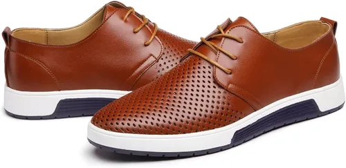Vista 2 de BSROT Zapatos Oxford casuales para hombre, zapatos de vestir con cordones, cómodos zapatos deportivos de moda