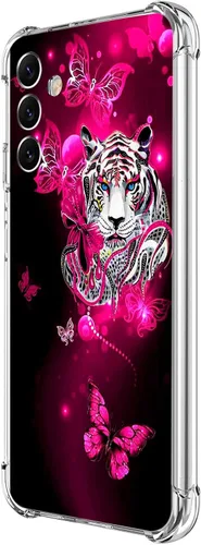 Vista 24 de Funda para Galaxy A54, hermosa protección contra caídas de flores rosas, a prueba de golpes, carcasa protectora de cuerpo completo resistente a