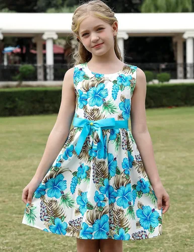 Vista 98 de Vestido de verano para niña, de algodón, con diseño floral