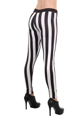 Vista 4 de Leggings de disfraz para mujer a rayas blancas y negras Multicolor