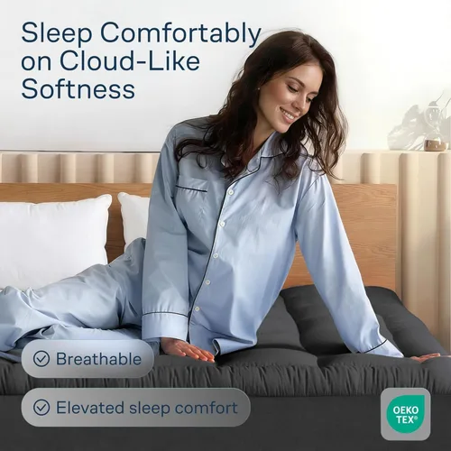 Vista 2 de Niagara Sleep Solution 100% Cotton Top Cooling Mattress Topper - Twin Size Cloud-Like Mattress Pad, Breathable, 20" Deep Pocket, Back Pain Relief