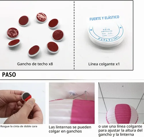Vista 3 de Juego de linternas de papel colgantes con globos aerostáticos, decoración de fiesta, cumpleaños, boda, Navidad, fiesta, regalo, 12 pulgadas, paquete
