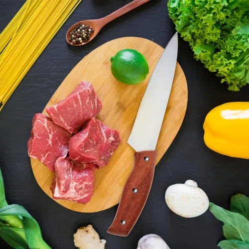 Vista 6 de Zerodeko Mango de repuesto para cuchillo de cocina, mango de reparación de cuchillo de madera, mango de agarre, accesorios de repuesto con tuercas