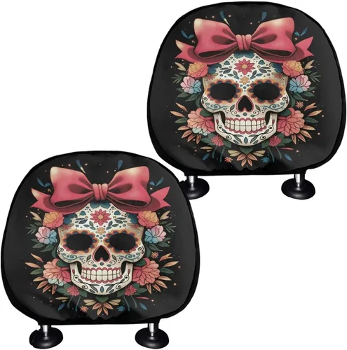 Vista 20 de Funda universal para reposacabezas de auto con estampado de vaca azteca, girasol, 2 piezas, funda universal para reposacabezas de asiento