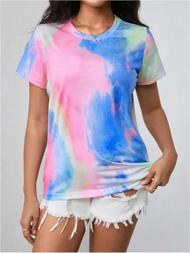 Vista 3 de Verdusa - Camiseta de manga corta para mujer teñido anudado