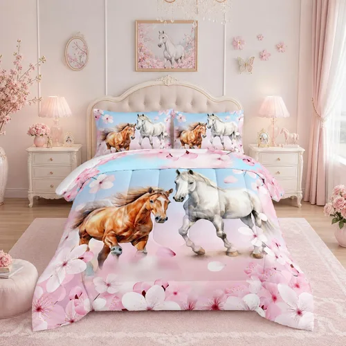 Vista 22 de HOSIMA Edredón de lobo salvaje tamaño individual, ropa de cama con estampado de animales del bosque con 2 fundas de almohada, juego de ropa de cama