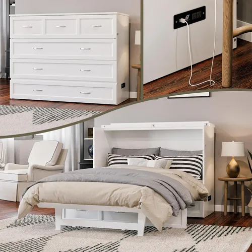 Vista 26 de AFI, Northfield Murphy Bed - Baúl de cama Twin XL con colchón de 6", cajón de almacenamiento y cargador USB integrado, ámbar quemado Amarillo ámbar