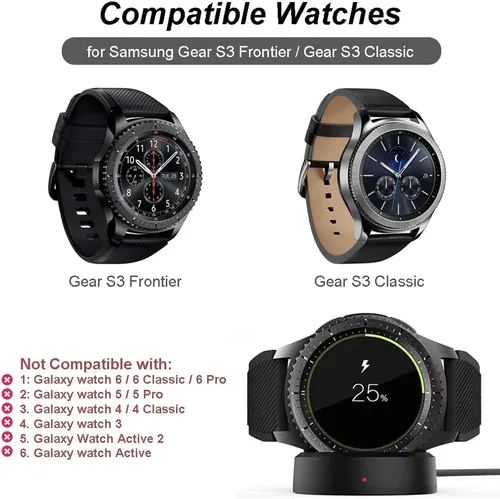Vista 2 de Emilydeals para Gear S3 Charger, base de carga de repuesto para Samsung Gear S3 Classic/Frontier Smart Watch (negro)