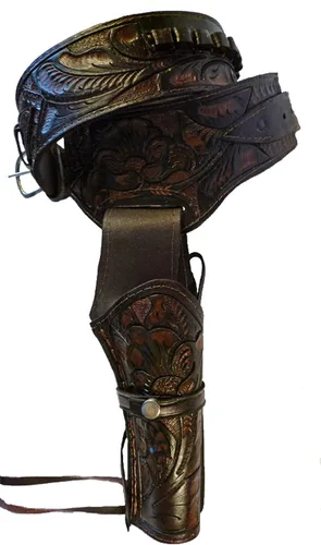Vista 2 de Funda de pistola de cuero marrón calibre 44/45