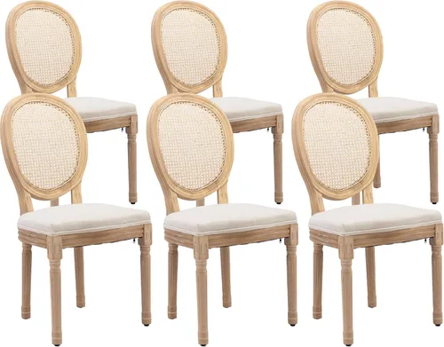Vista 16 de LKTART Juego de 2 sillas de comedor francesas de piel sintética con botón y cabezal de clavos para sala de estar, cocina, sillas laterales ovaladas