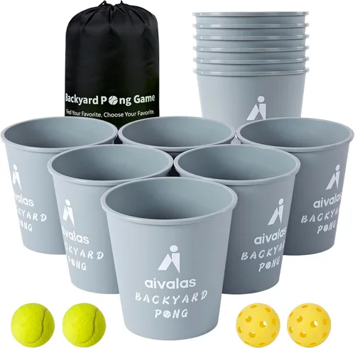 Vista 8 de Aivalas Yard Pong Outdoor Games, Giant Yard Games Set with 12 Buckets and Balls for Adults and Family, Toss Game Throwing Games for Beach, Camping