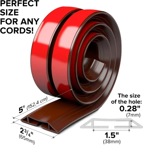 Vista 2 de Cubierta para Cables de Piso por X-Protector – Protector de Cables Sobre el Piso de 5' – Protector de Cables de Alimentación Autoadhesivo