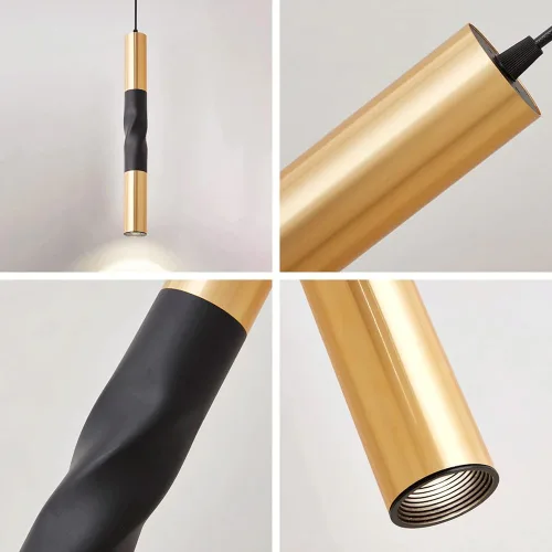 Vista 3 de Lámpara colgante de tubo largo creativo espiral de metal lámpara colgante moderna 5W lámpara de luz neutra para cocina isla pasillo bar (30CM)