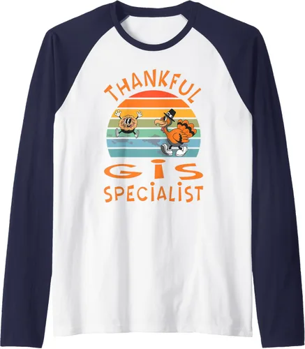 Vista 6 de GIS Specialist Job Funny Thanksgiving Raglan Baseball Tee