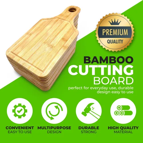 Vista 4 de Tabla de cortar de paleta de bambú lisa a granel (juego de 10) Para fines de grabado personalizado Tabla de bambú en blanco de alta calidad al
