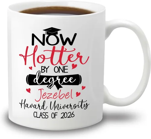 Vista 19 de Taza de café blanca personalizada para graduación, con texto en inglés "Behind You All Your Memories Before You All Your Dreams", taza de café de 11