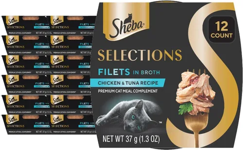 Vista 12 de Sheba Selections Filets Complemento húmedo para gatos, pollo, 1.3 onzas, 12