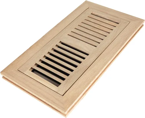 Vista 11 de Paquete de 2 registros de piso de madera dura de roble rojo, ventilación de montaje empotrado, 4 x 10 pulgadas, con amortiguador, sin terminar