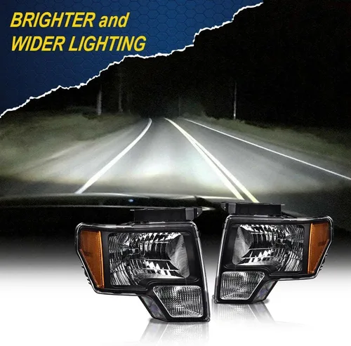 Vista 6 de G-PLUS Conjunto de faros delanteros, compatible con F150 2009 2010 2011 2012 2013 (no compatible con estilo LED, solo se ajusta sin estilo LED)