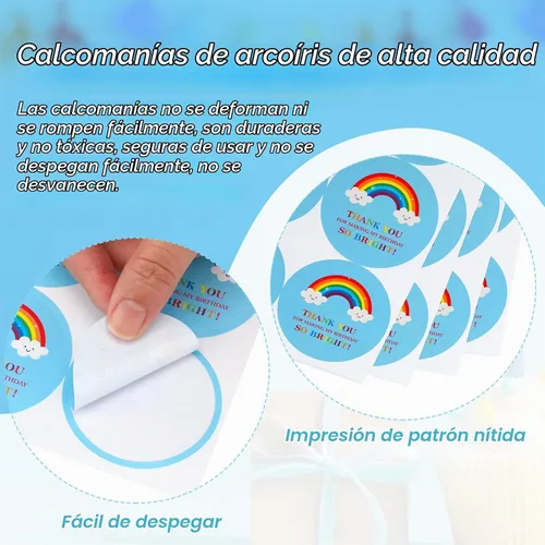 Vista 3 de joycraft Calcomanías de agradecimiento de cumpleaños, 60 calcomanías de Azul