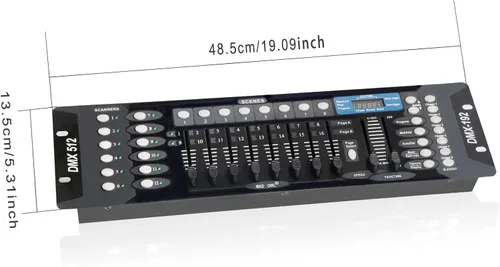 Vista 4 de Controlador DMX para luces dj Dmx512 Controladores de luz Placa DMX de 192 canales con cables 2m / 6.6 ft/6.6 pies Dmx-512 Consola de iluminación