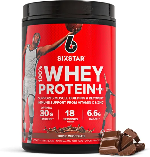 Vista 7 de Six Star Whey Protein Powder Plus - Fórmula de construcción muscular y recuperación con polvo aislado de suero de leche, BCAAs, 30g de proteína