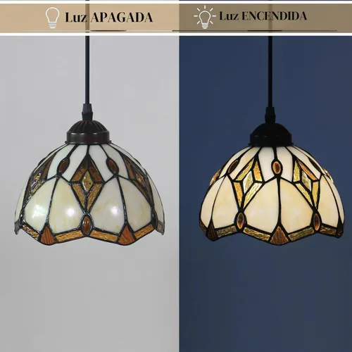 Vista 7 de Lámpara colgante de 8 pulgadas, lámpara de techo colgante de vitrales estilo Tiffany HT