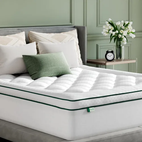 Vista 9 de Novilla Cubrecolchón Twin, Pillow Top suave para cama de dormitorio, funda de colchón acolchada transpirable con bolsillo profundo, relleno