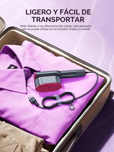 Vista 7 de DRFLASH Plancha y vaporizador 2 en 1 para ropa, calentamiento rápido en 15s, vaporizador portátil de 1200W, tamaño para viajes con gran panel