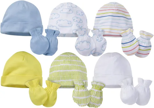 Vista 2 de Onesies Brand Juego de gorro y manoplas unisex para bebé de 12 piezas