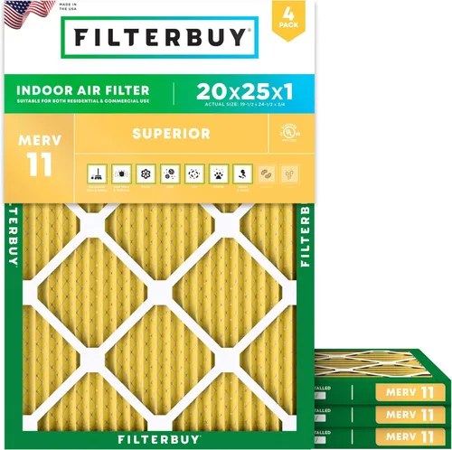 Vista 55 de Filterbuy Filtro de Aire 12x12x1 pulgadas MERV 11 Defensa Superior contra Mascotas y Alergias (Paquete de 4), Filtros de Reemplazo Electrostáticos