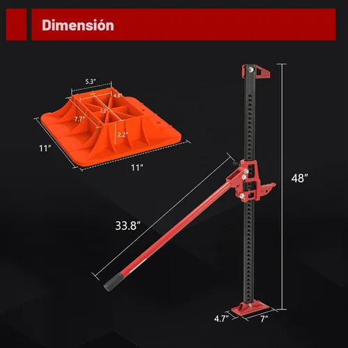 Vista 4 de BUNKER INDUST Farm Jack de 48" con Jack Base Mate, Placa de Soporte de Gato de Alta Elevación para Neumáticos Todo Terreno Arena Barro Nieve Kit