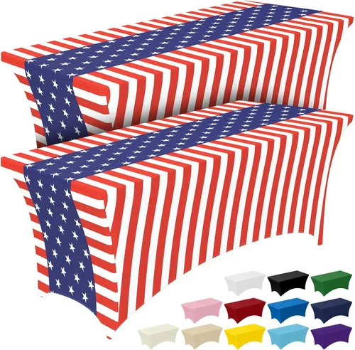 Vista 28 de Pureegg - Juego de 2 manteles de elastano ajustables de 1,2 m para mesas rectangulares, mantel elástico y sin arrugas para mesa de masajes, fiestas