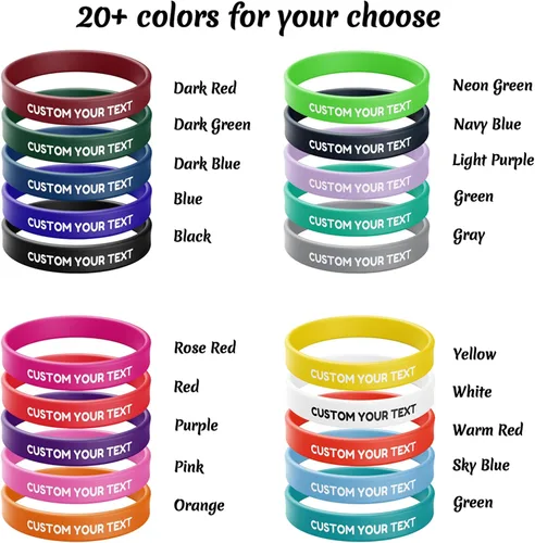 Vista 3 de 10-2000 piezas de pulseras de goma personalizadas con texto - Pulseras de silicona personalizadas a granel para conciencia, eventos, apoyo, regalos
