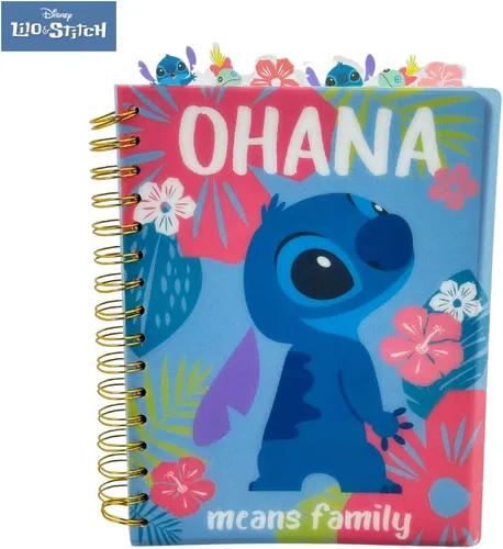 Vista 9 de Cuaderno de Disney Stitch con pestañas "Ohana", encuadernado en espiral, 144 páginas a rayas, 20 x 18 cm, Azul