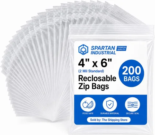 Vista 10 de Spartan Industrial - Paquete de 200 bolsas de plástico con zíper, reutilizables, tamaño chico, de 2 Mil de grosor