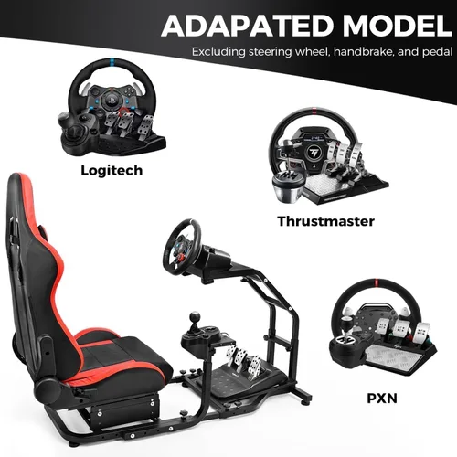 Vista 3 de Steering Wheel Stand Racing Cockpit with Red Seat Unobstructed Design for Both Legs Fit for LogitechThrustmaster G29,G920,G923,G25&T300RS,T80,T150
