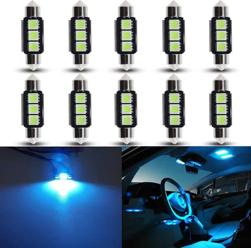 Vista 23 de Bombillas LED Festoon 6411 6418 C5W de 9 a 30 V extremadamente brillantes, sin errores, 1.5 pulgadas, 1.417 in para luces de cúpula de mapa