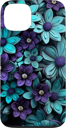 Vista 7 de Purple Flowers Teal Blue Floral Cute Botanical Garden Print Case for iPhone 17